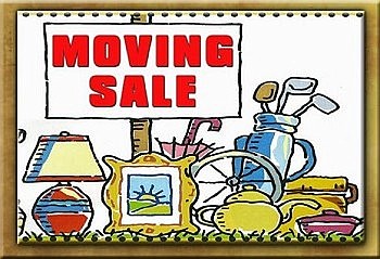 MOVING SALE, Oct. 29 In Vale