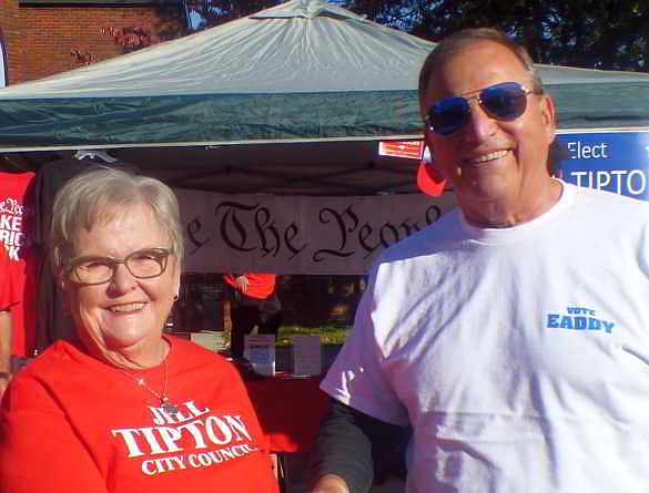 Both the Democratic and Republican parties were on hand to tout their candidates in the Nov. 8th election.&nbsp; &nbsp;Jill Tipton and Marty Eaddy are opponents in the City Council election, but friends more than foes.&nbsp;&nbsp;