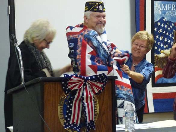 Quilt of Valor recipient Larry Cline served in both the US Army &amp; US Navy from 1969 - 1996.
