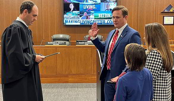 Robert Abernethy, Jr. is sworn in as Catawba County Commissioner.