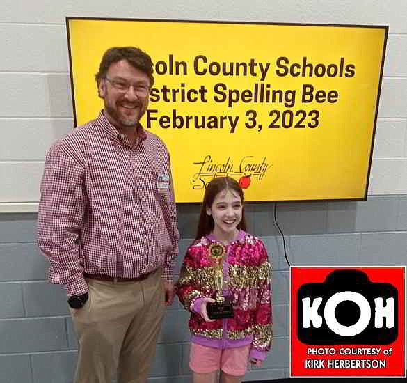 Scarlett Pattison finished second in the Lincoln County Schools Spelling Bee.