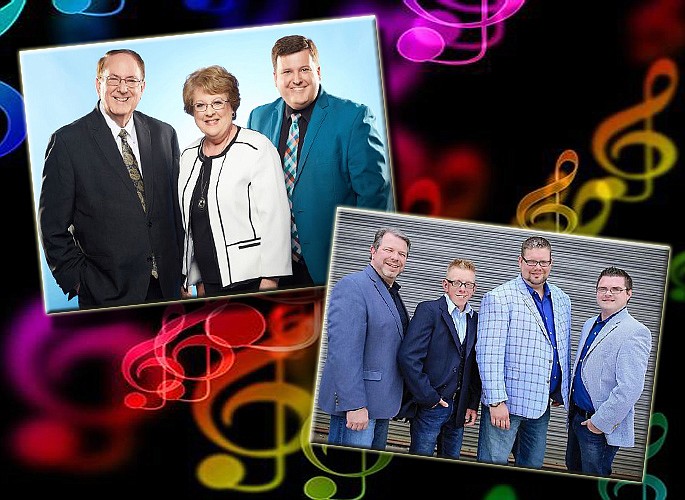 The famous Hyssongs (left) from Maine and Gloryway from Ohio (right) will perform a free concert on Saturday, Sept. 23 at 5 p.m. at Vineyard Church.