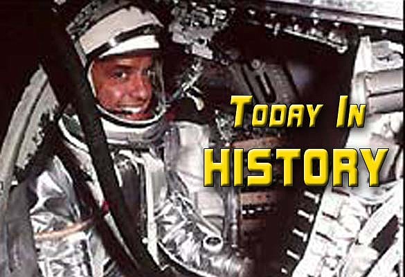 May 5, 1961 Commander Alan Shepard of the US Navy was launched into sub-orbital flight from Cape Canaveral in Florida in a Mercury 3 capsule attached to a Redstone rocket. He travelled 115 miles into space and landed in the Atlantic just 15 minutes later. His first words after he was picked up by a helicopter were: "Boy, what a ride!"