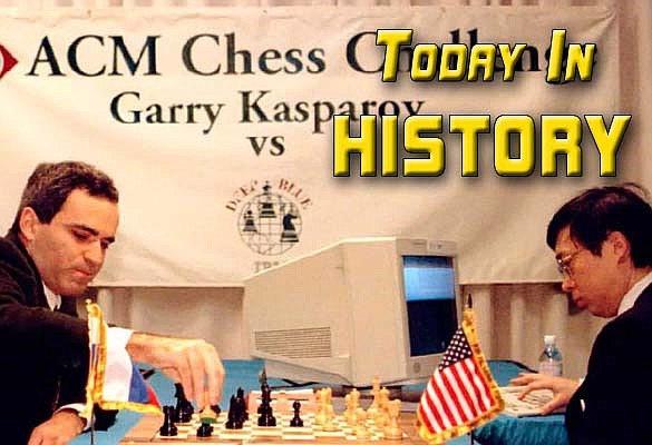 World chess champion Garry Kasparov (left) playing against IBM's supercomputer Deep Blue in 1996 during the ACM Chess Challenge in Philadelphia.